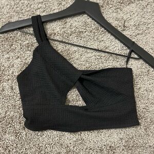 SHEIN Black Asymmetrical Sleeveless Tank Top